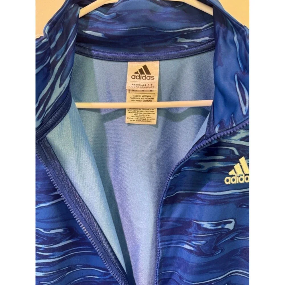 Adidas Track Jacket Youth Boys X-Large 18/20 Blue Water Full Zip Logo NWT